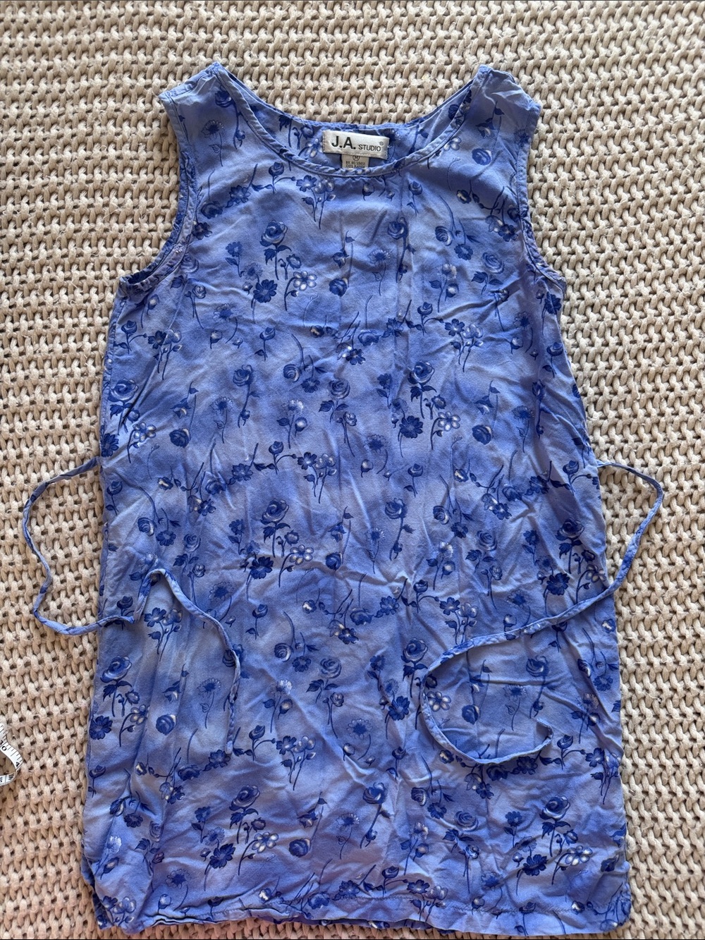 Blue Floral Tie-Side Mini Dress